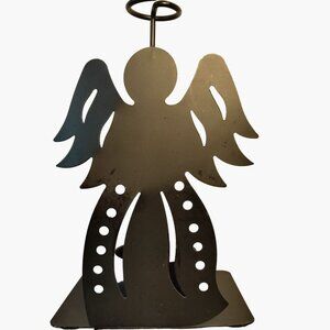Black Angel Candle Holder Metal Figurine Gothic Luminary